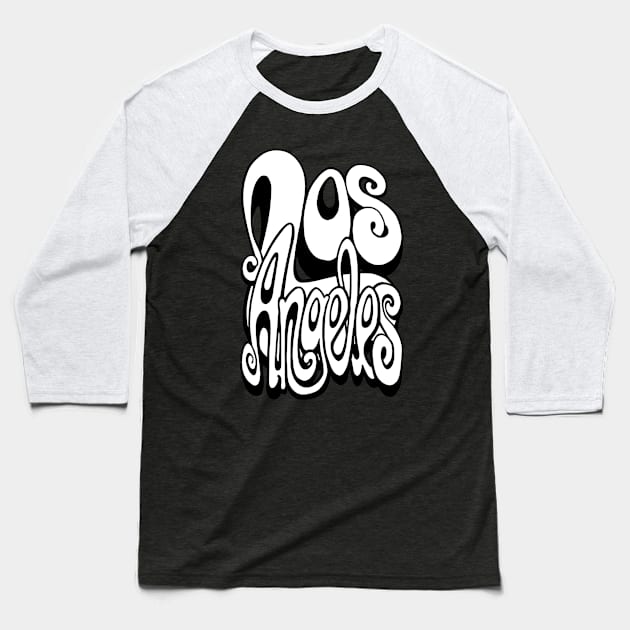 Los Angeles lettering art - white and black Baseball T-Shirt by BigNoseArt